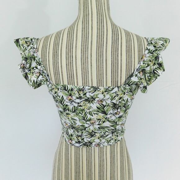 Tally Weijl Women's Juniors Tropical Print Crop Top Size Large - Picture 2 of 4